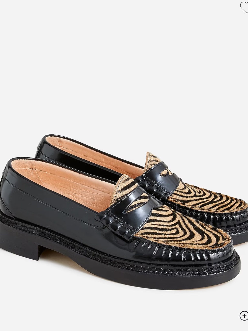 J. Crew  Rowan Penny Loafers Leather Calf Hair 6.5 Zebra